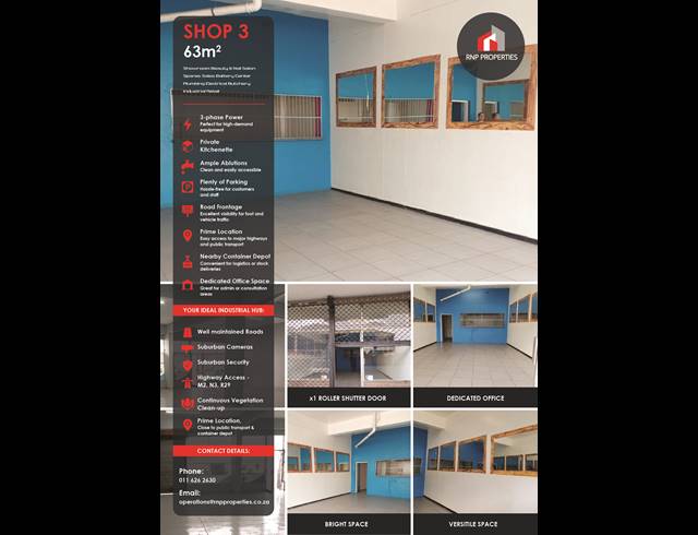 Industrial property to rent in HERIOTDALE